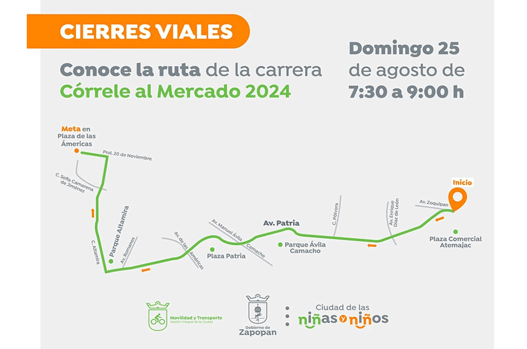 Conoce la ruta de la carrera "Córrele al mercado"