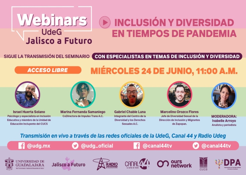 Cartel del webinar “Inclusión y Diversidad en tiempos de pandemia” 