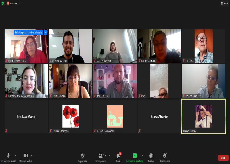Participantes del curso virtual en sesión de Zoom